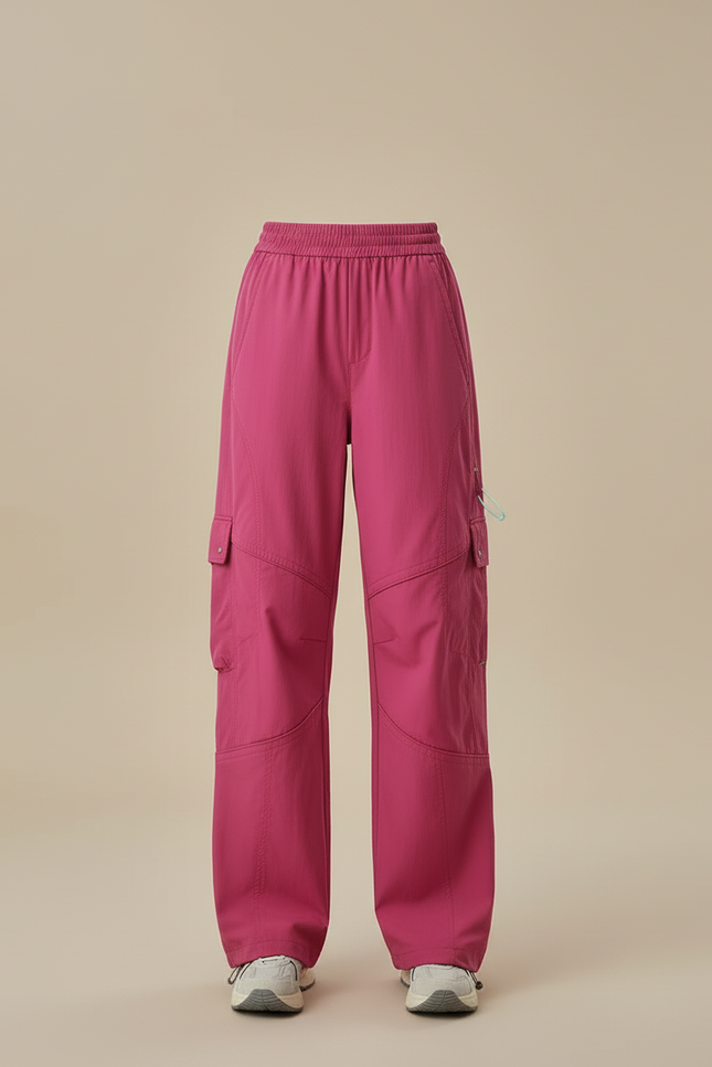 Pantalon Cargo Rose Ample Décontracté Femme - Polyester - vue 3