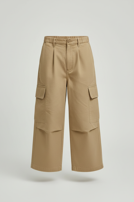 Pantalon Cargo Beige Ample Multipoches Garçon Décontracté - Toile - vue 3