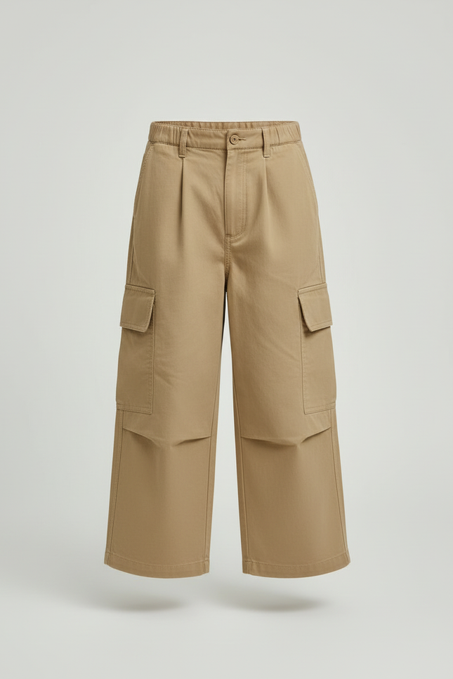 Pantalon Cargo Beige Ample Multipoches Garçon Décontracté - Toile - vue 3