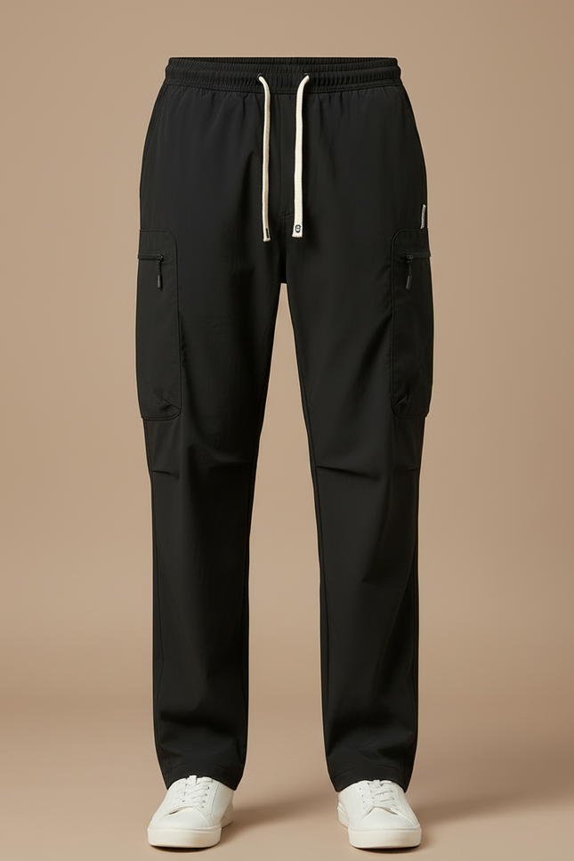 Pantalon Cargo Noir Ample Décontracté Multipoches Sportif - Polyester - vue 3