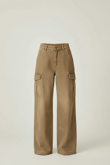 Pantalon Cargo Kaki Ample Denim Poches Femme - Jean - vue 3