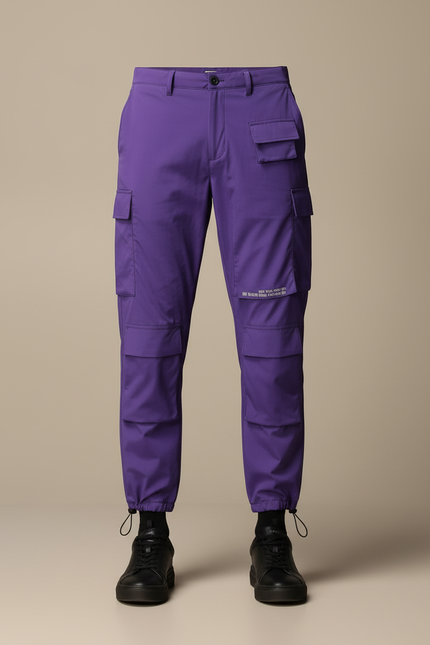 Pantalon Cargo Violet Ample Poches Streetwear Homme - Polyester - vue 3