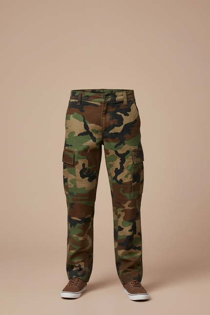 Pantalon Cargo Camouflage Militaire Enfant Renforcé Décontracté - Multicolore Toile - vue 3