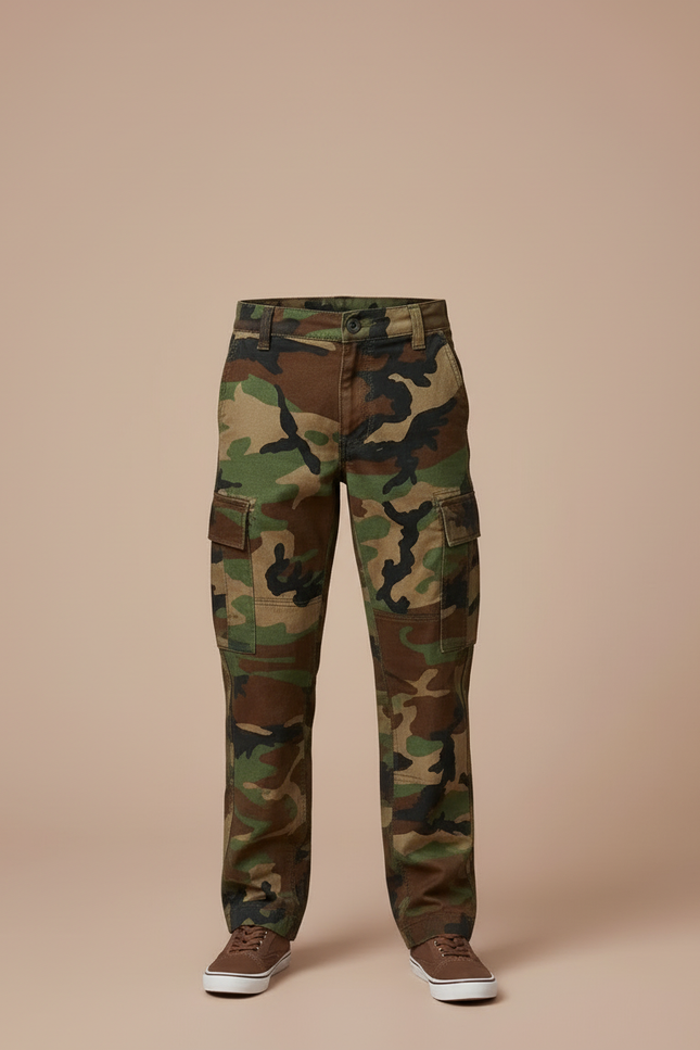 Pantalon Cargo Camouflage Militaire Enfant Renforcé Décontracté - Multicolore Toile - vue 3