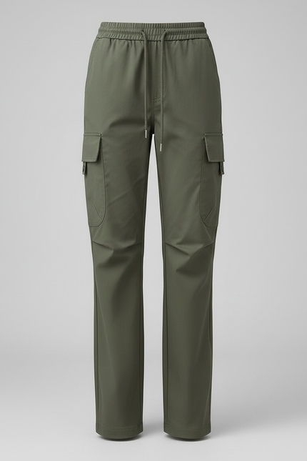 Pantalon Cargo Vert Kaki Ample Multi-Poches Femme - Gabardine - vue 3