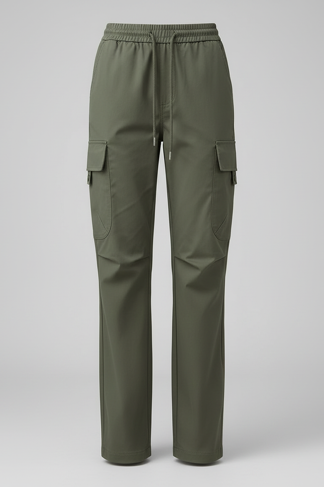 Pantalon Cargo Vert Kaki Ample Multi-Poches Femme - Gabardine - vue 3