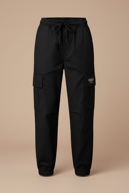 Pantalon Cargo Noir Décontracté Ample Poches - Toile - vue 3