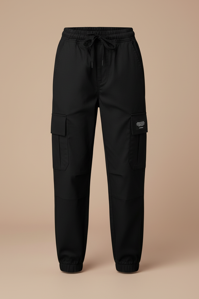 Pantalon Cargo Noir Décontracté Ample Poches - Toile - vue 3