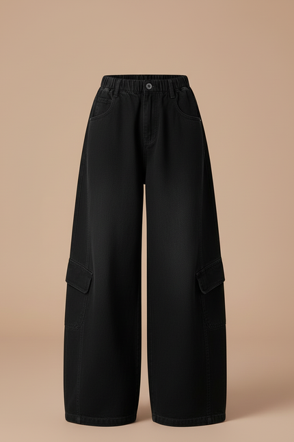 Pantalon Cargo Noir Ample Enfant Multipoches - Jean - vue 3