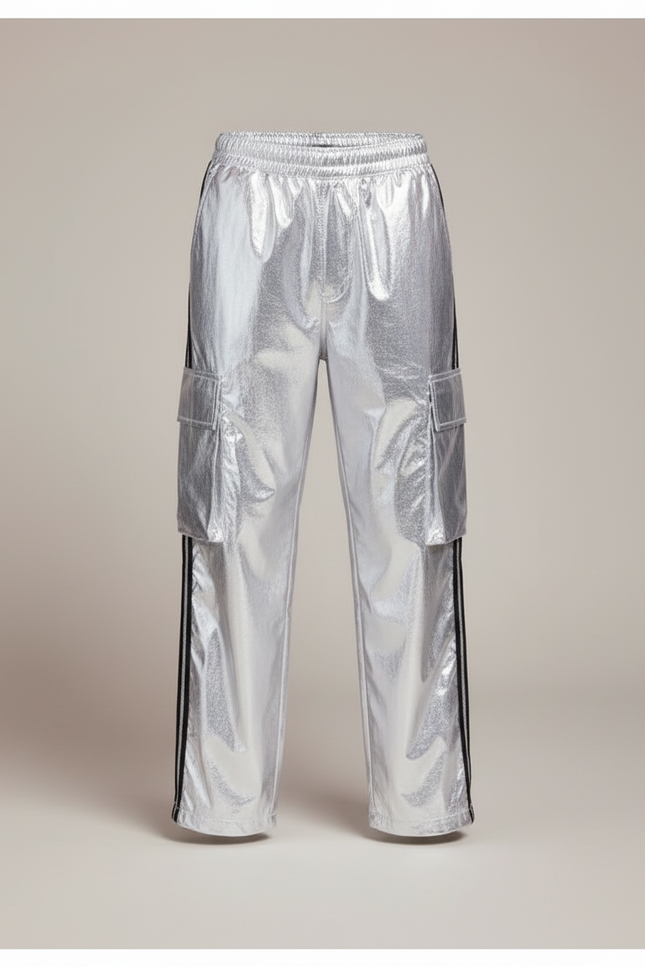 Pantalon Cargo Argenté Brillant Ample Pailleté Enfant - Polyester - vue 3