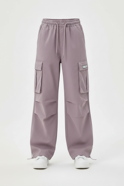 Pantalon Cargo Ample Violet Multipoches Fille Décontracté - Polyester - vue 3