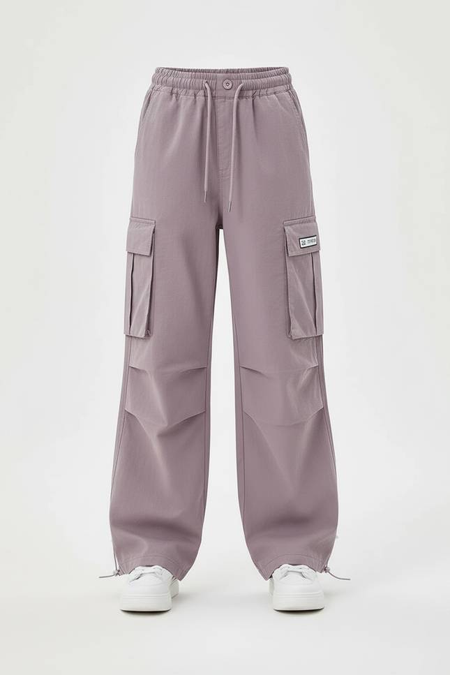 Pantalon Cargo Ample Violet Multipoches Fille Décontracté - Polyester - vue 3