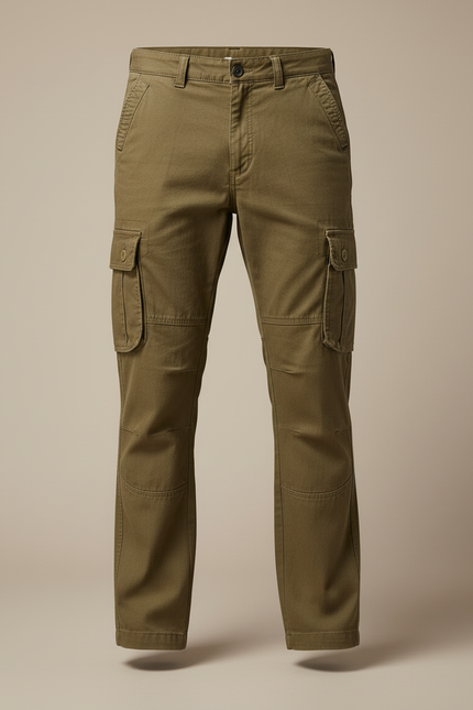 Pantalon Cargo Kaki Décontracté Multipoches Coton Ample - Toile - vue 3