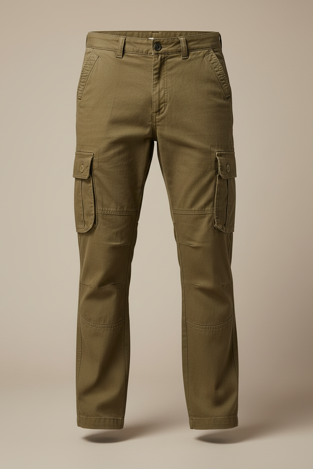 Pantalon Cargo Kaki Décontracté Multipoches Coton Ample - Toile - vue 3