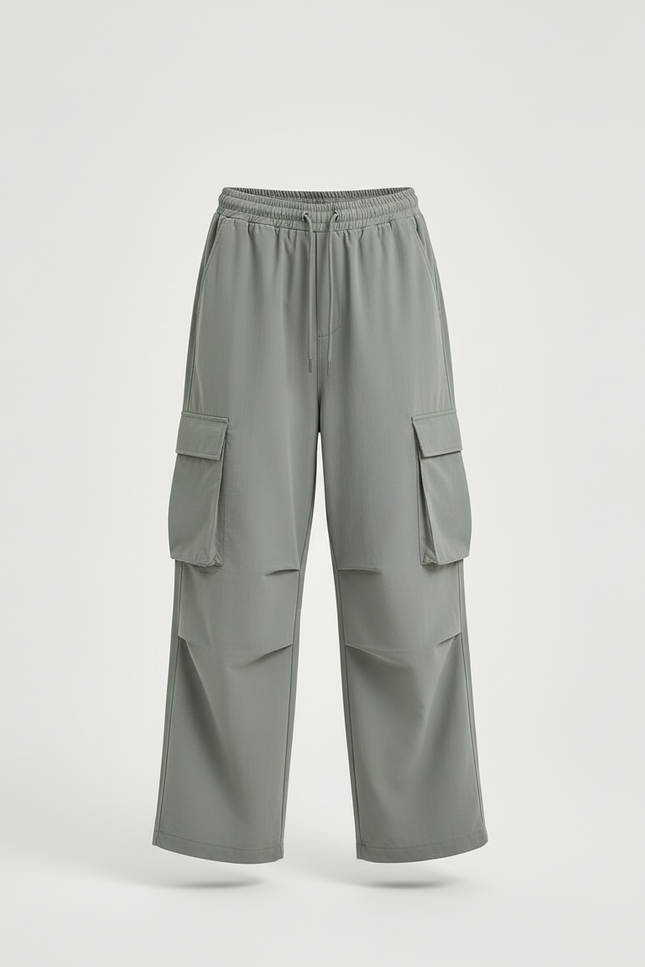 Pantalon Cargo Gris Ample Léger Enfant Multipoches - Kaki Polyester - vue 3