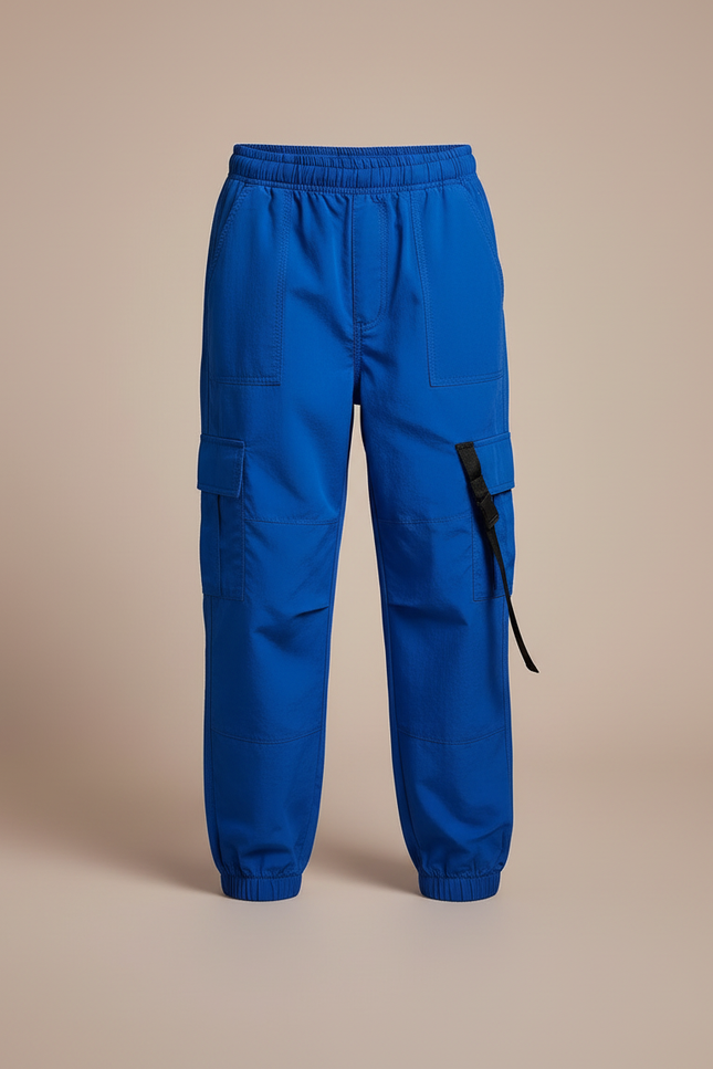 Pantalon Cargo Bleu Royal Ample Poches Enfant - Toile - vue 3