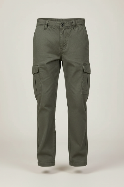 Pantalon Cargo Vert Kaki Coton Enfant Décontracté - vue 3