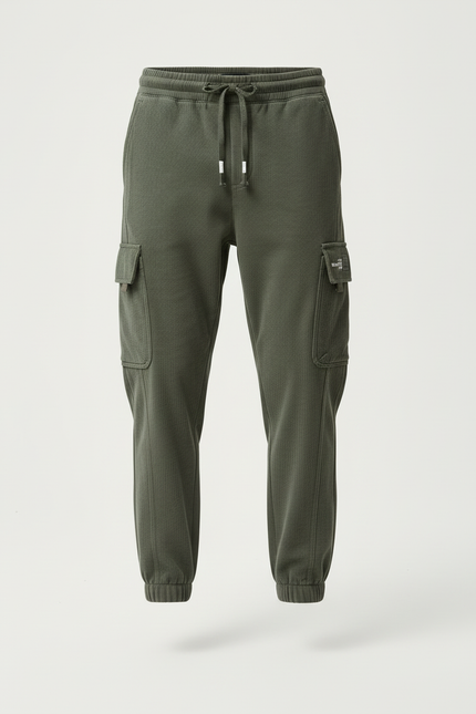 Pantalon Cargo Vert Côtelé Ample Décontracté Homme - Kaki Cordé - vue 3