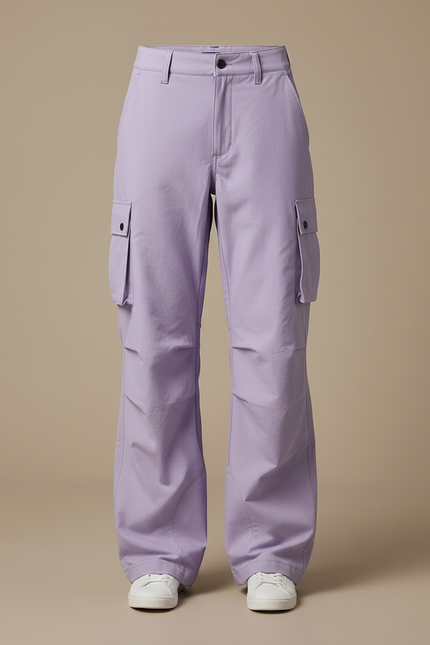 Pantalon Cargo Violet Ample Multipoches Décontracté Femme - Polyester - vue 3
