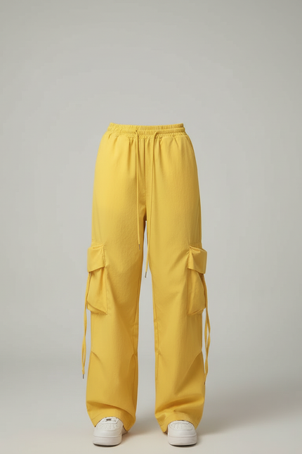 Pantalon Cargo Jaune Ample Taille Haute Streetwear - Toile - vue 3