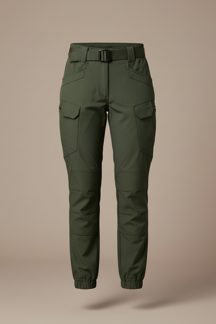 Pantalon Cargo Vert Militaire Femme Ajusté Multipoches - Polyester - vue 3