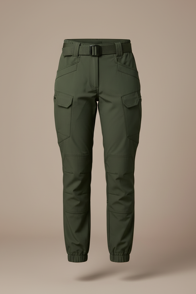 Pantalon Cargo Vert Militaire Femme Ajusté Multipoches - Polyester - vue 3