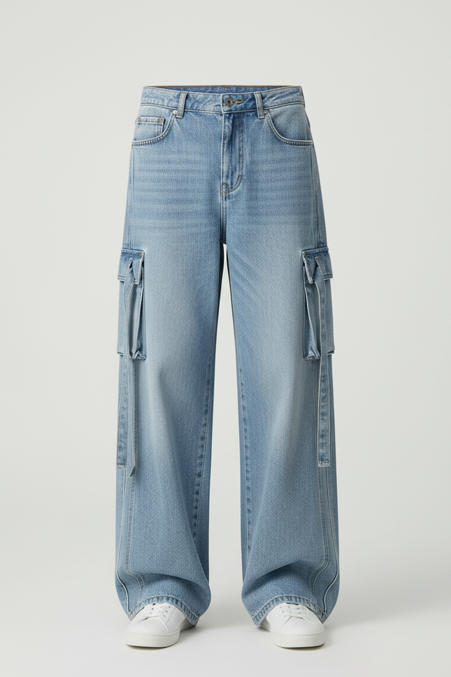 Pantalon Cargo Homme Bleu Baggy - Jean - vue 3