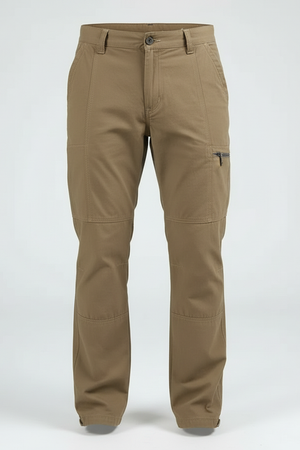Pantalon Cargo Homme Marron Décontracté Multipoches Ample - Kaki Toile - vue 3