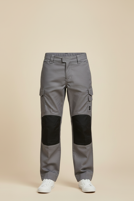 Pantalon Cargo Gris Enfant Tactique Genouillères Renforcées - Toile - vue 3