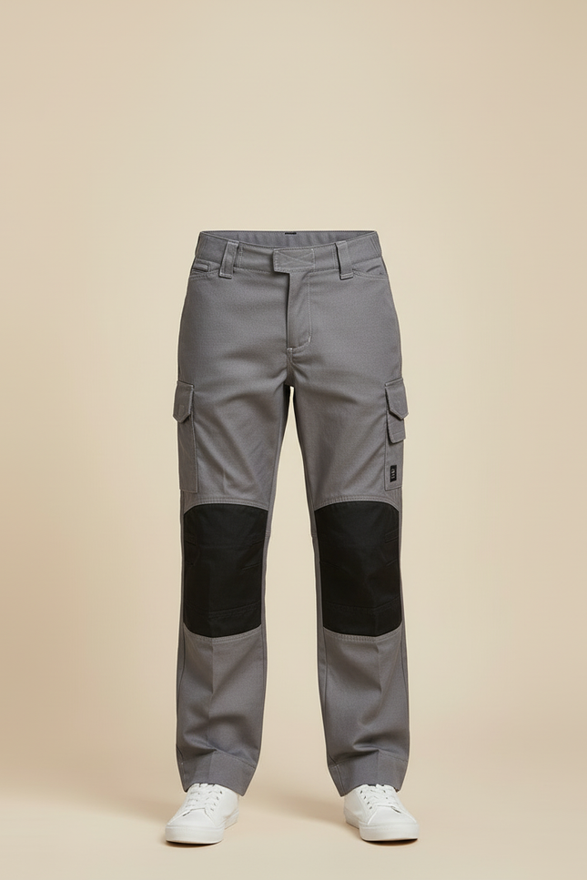 Pantalon Cargo Gris Enfant Tactique Genouillères Renforcées - Toile - vue 3