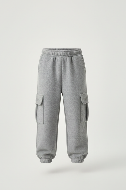 Pantalon Cargo Gris Ample Molleton Poches Enfant - vue 3