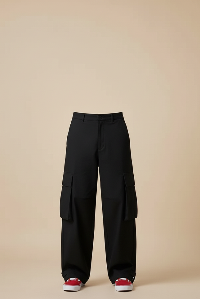 Pantalon Cargo Noir Ample Décontracté Homme Moderne - Gabardine - vue 3