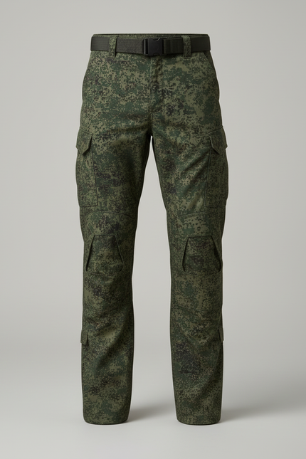 Pantalon Cargo Camouflage Militaire Multipoches Homme Vert - Toile - vue 3