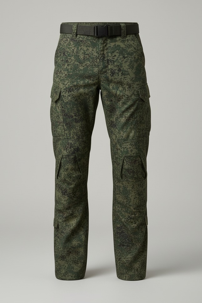 Pantalon Cargo Camouflage Militaire Multipoches Homme Vert - Toile - vue 3