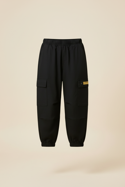 Pantalon Cargo Noir Ample Décontracté Enfant - Polyester - vue 3