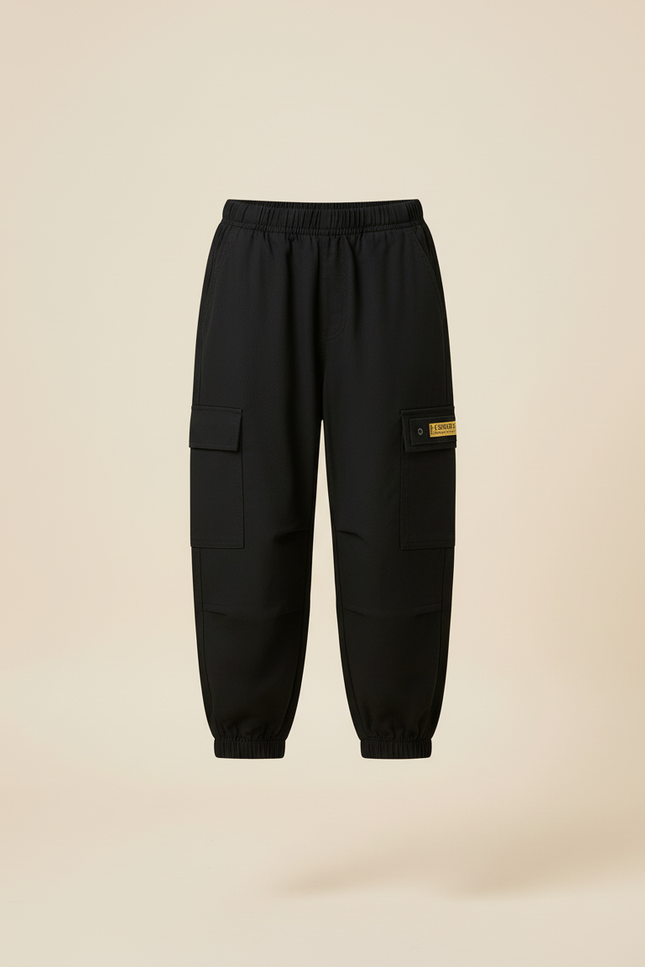 Pantalon Cargo Noir Ample Décontracté Enfant - Polyester - vue 3