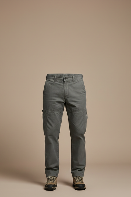 Pantalon Cargo Homme Coton Gris Décontracté Multipoches - Gabardine - vue 3
