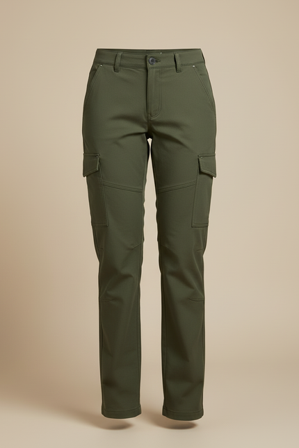 Pantalon Cargo Vert Kaki Femme Multipoches Décontracté - Gabardine - vue 3