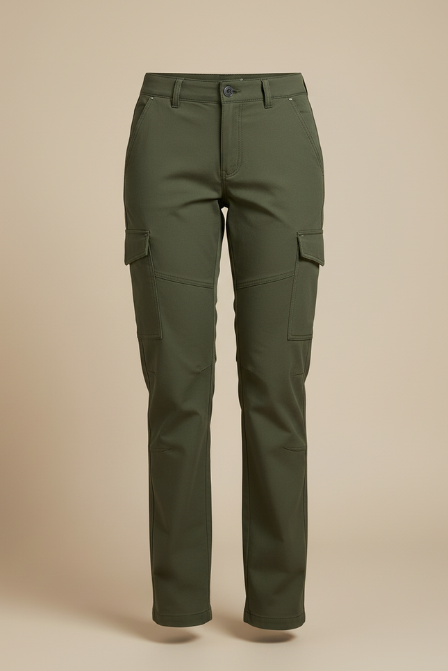 Pantalon Cargo Vert Kaki Femme Multipoches Décontracté - Gabardine - vue 3