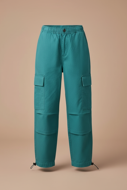 Pantalon Cargo Vert Ample Multipoches Enfant Coton - Toile - vue 3