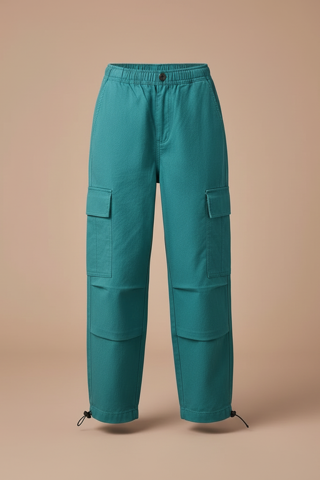 Pantalon Cargo Vert Ample Multipoches Enfant Coton - Toile - vue 3