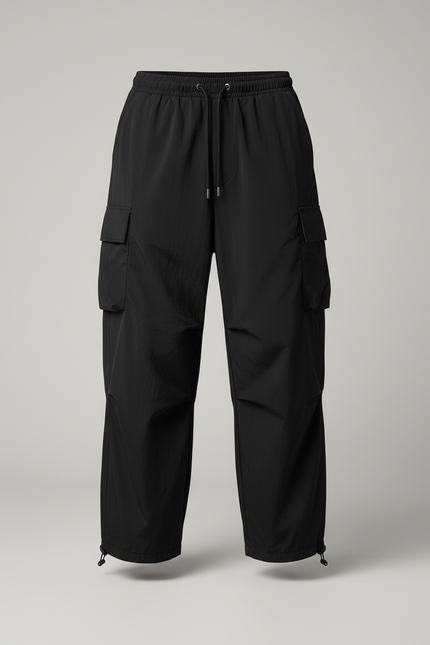 Pantalon Cargo Noir Fluide Ample Multipoches Homme - Polyester - vue 3