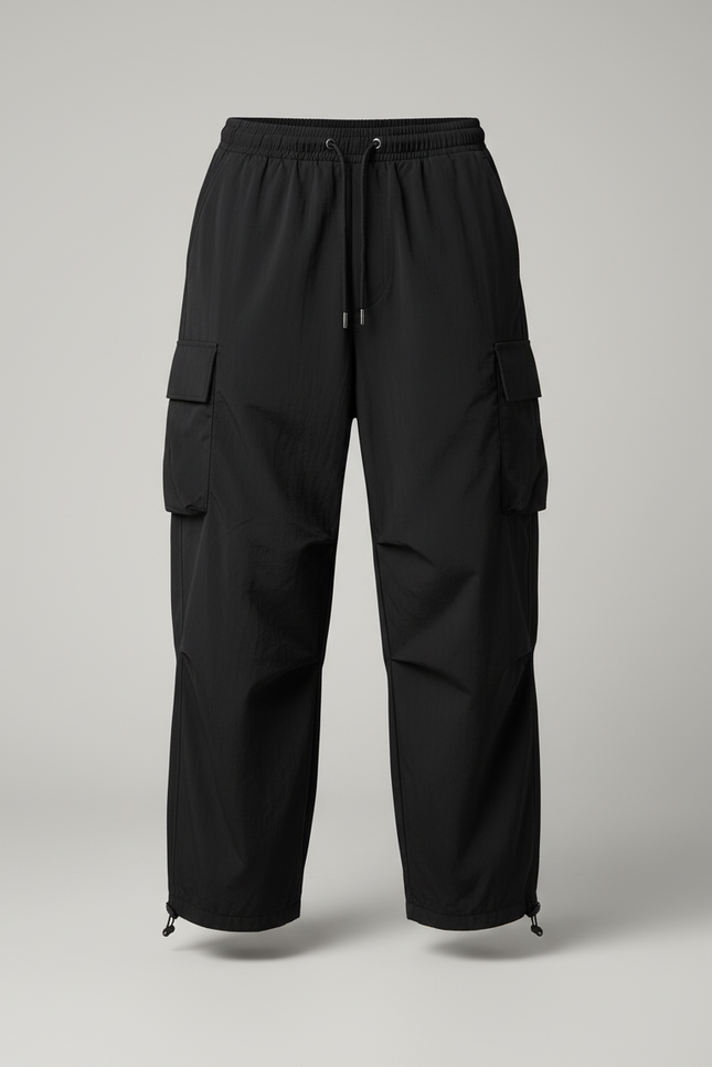 Pantalon Cargo Noir Fluide Ample Multipoches Homme - Polyester - vue 3