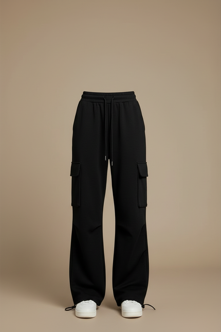 Pantalon Cargo Femme Noir Baggy Coton - Molleton - vue 3