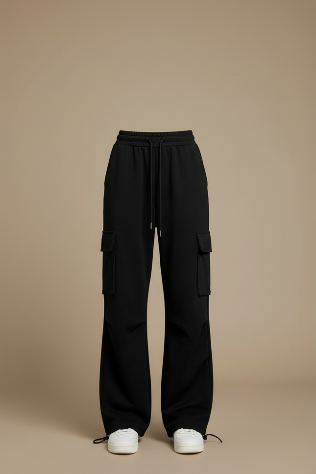 Pantalon Cargo Femme Noir Baggy Coton - Molleton - vue 3