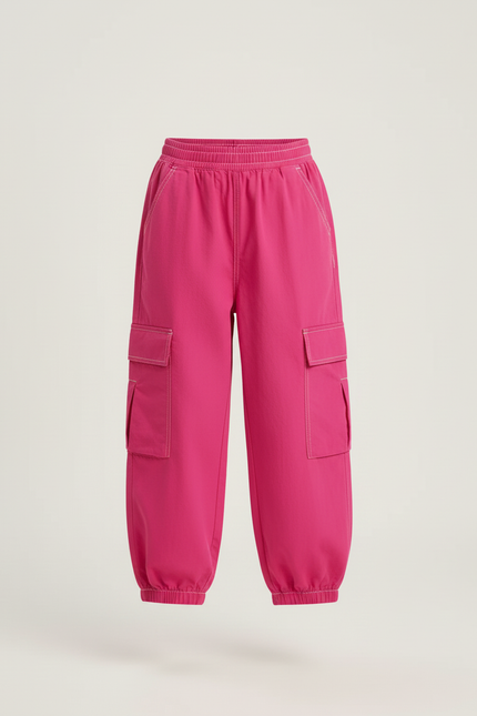 Pantalon Cargo Rose Ample Multipoches Fille Coton - vue 3