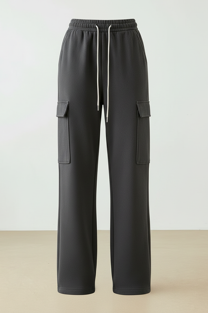 Pantalon Cargo Molletonné Gris Ample Décontracté Femmes - vue 3
