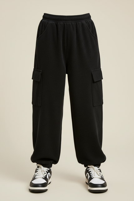 Pantalon Cargo Velours - Noir - vue 3