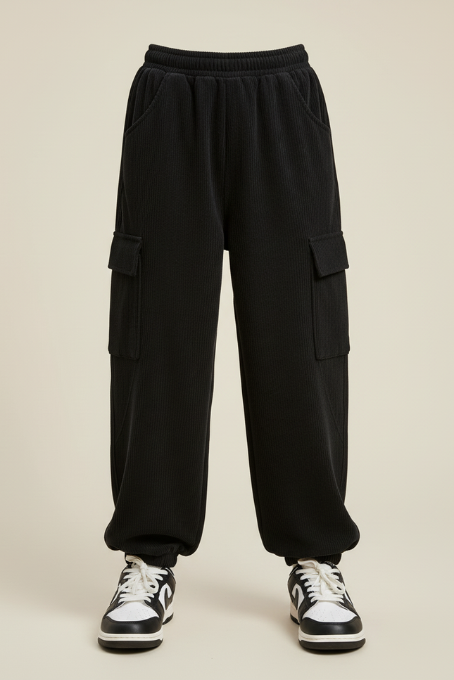 Pantalon Cargo Velours - Noir - vue 3
