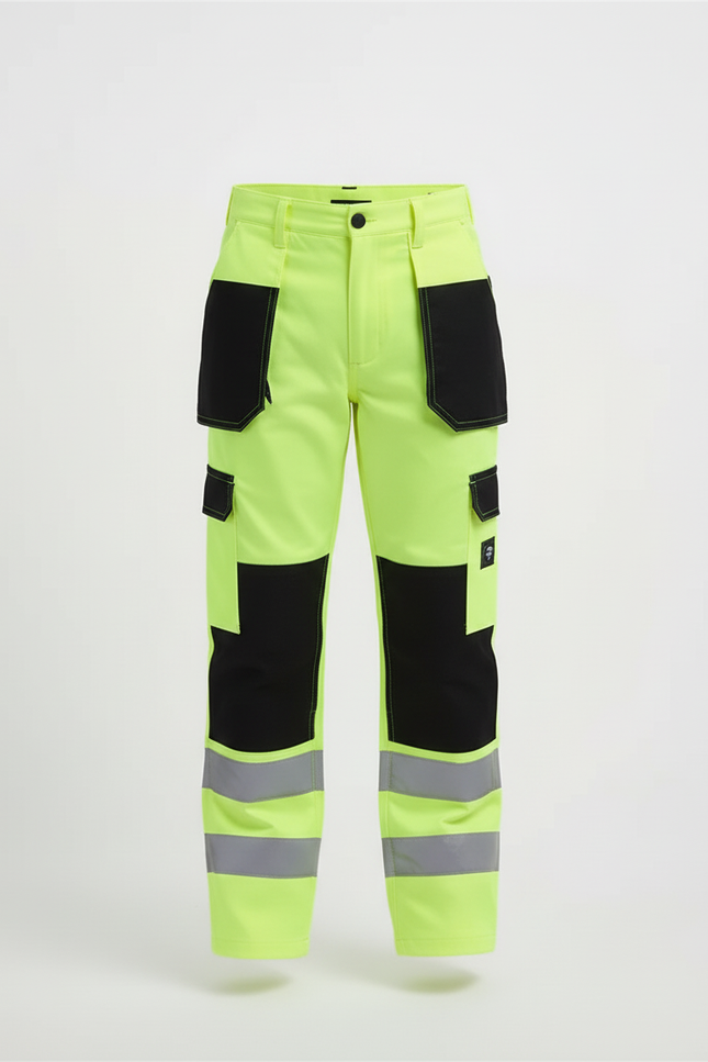 Pantalon Cargo Jaune Fluo Réfléchissant Multipoches Enfant - Polyester - vue 3